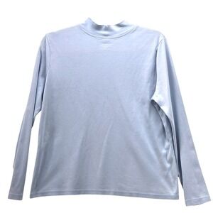 LL Beans Mock Neck Top Blue Large‎